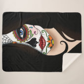Rosa Sugar Skull Portret Sherpa Deken (Voorkant (horizontaal))