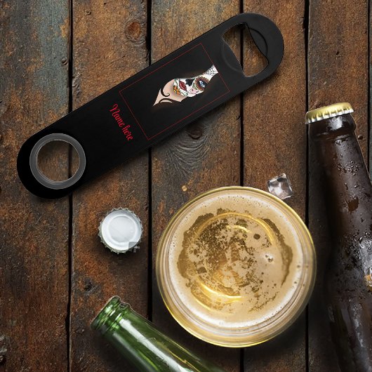 Rosa Sugar Skull Portret Speed Flessenopener