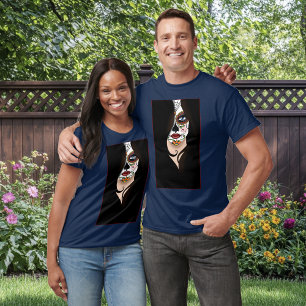 Rosa Sugar Skull Portret T-shirt