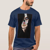 Rosa Sugar Skull Portret T-shirt (Voorkant)
