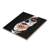 Rosa Sugar Skull Portret Tegeltje (Zijkant)