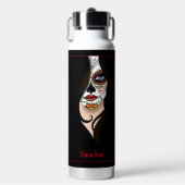 Rosa Sugar Skull Portret Waterfles (Voorkant)
