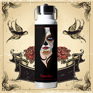 Rosa Sugar Skull Portret Waterfles