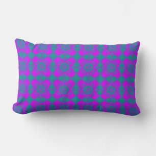 Rosa Teal Paars Geruit Argyle Patroon Kussen