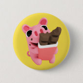 Rosa the Pig Chocolate Ronde Button 5,7 Cm (Voorkant)