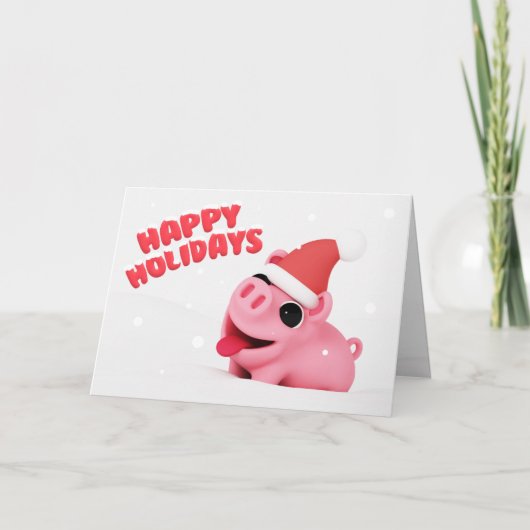 Rosa the Pig Christmas Card Feestdagen Kaart (Voorkant)
