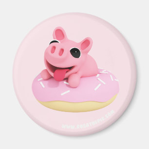 Rosa the Pig in a Donut Magneet