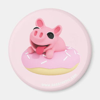 Rosa the Pig in a Donut Magneet