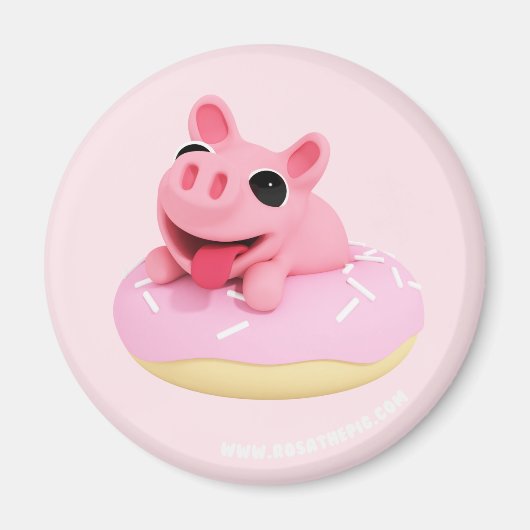 Rosa the Pig in a Donut Magneet (Voorkant)