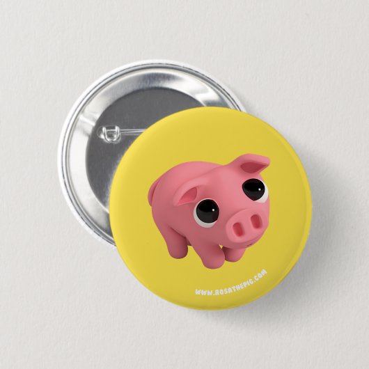 Rosa the Pig is shy Ronde Button 5,7 Cm (Voorkant /achterkant)