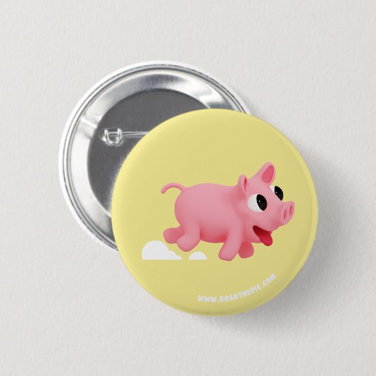 Rosa the Pig keep running Ronde Button 5,7 Cm (Voorkant /achterkant)