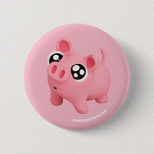 Rosa the Pig Puppy Eyes Ronde Button 5,7 Cm (Voorkant)