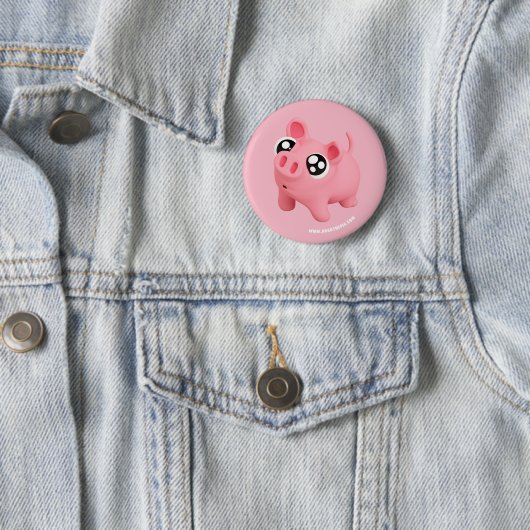Rosa the Pig Puppy Eyes Ronde Button 5,7 Cm (In situ)