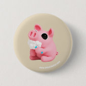 Rosa the Pig Tooth Brushing Ronde Button 5,7 Cm (Voorkant)