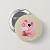 Rosa the Pig Tooth Brushing Ronde Button 5,7 Cm (Voorkant /achterkant)