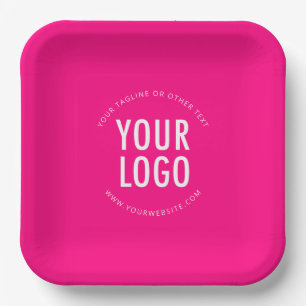 Rosa vierkante papieren borden Custom logo opdruk Bordje