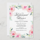 Rosa Vintage Bloemen Waterverf Oefendiner Kaart (Voorkant)