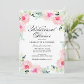 Rosa Vintage Bloemen Waterverf Oefendiner Kaart (Staand voorkant)