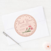 Rosa Wimpelige Dankjewel Bruidsfeest Ronde Sticker (Envelop)