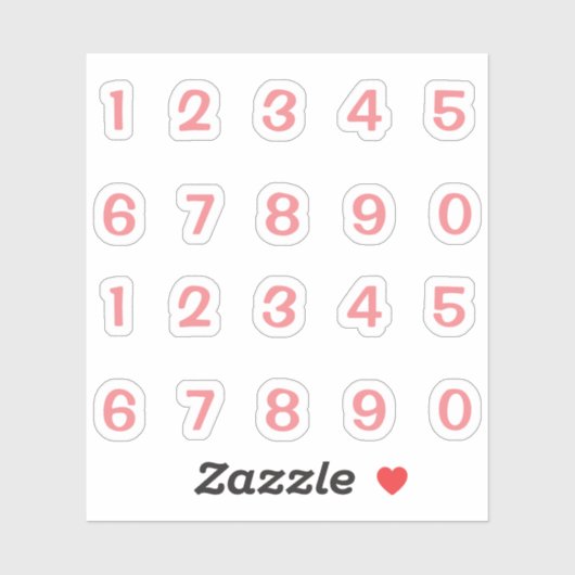 Rosa Zahlen Aufkleber Sticker (Vel)