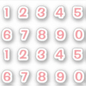 Rosa Zahlen Aufkleber Sticker (Voorkant)