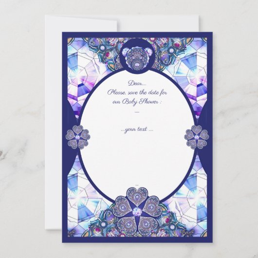 Rosace blauw of rood voor baby&child kaart (Achterkant)