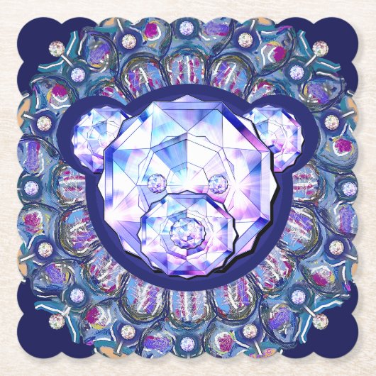 Rosace blauw of rood voor baby&child kartonnen onderzetters (Voorkant)