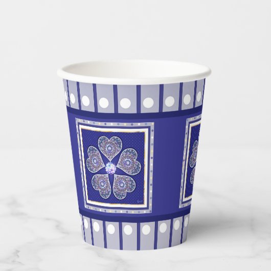 Rosace blauw of rood voor baby&child papieren bekers (Voorkant)