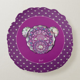 Rosace blauw of rood voor baby&child rond kussen