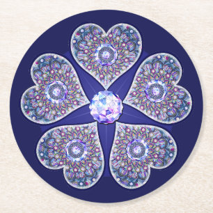 Rosace blauw of rood voor baby&child ronde kartonnen onderzetter