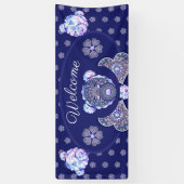 Rosace blauw of rood voor baby&child spandoek (Verticaal)