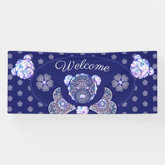 Rosace blauw of rood voor baby&child spandoek (Horizontaal)