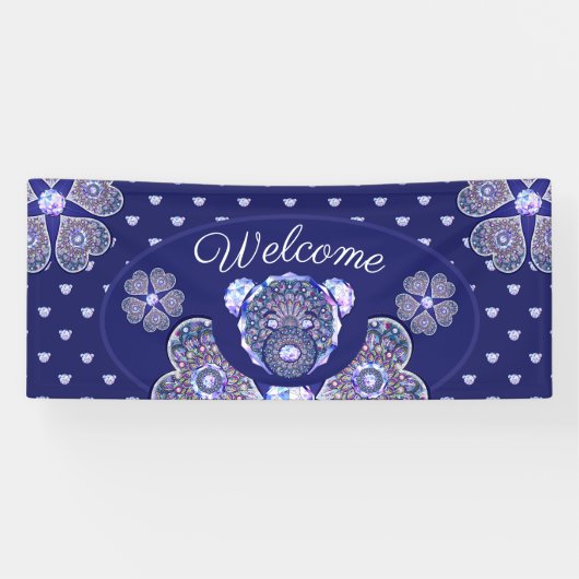 Rosace blauw of rood voor baby&child spandoek (Horizontaal)