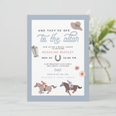 ROSALIND Horse Derby Dusty Blue Vrijgezellenfeest Kaart (Staand voorkant)