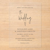 Rosalind Modern Elegant Wedding Save the Date Acryl Uitnodigingen (Voorkant)