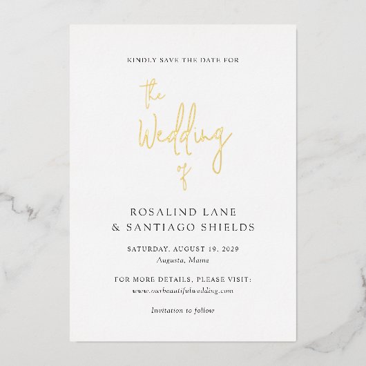 Rosalind Modern Elegant Wedding Save the Date Folie Uitnodiging (Voorkant)