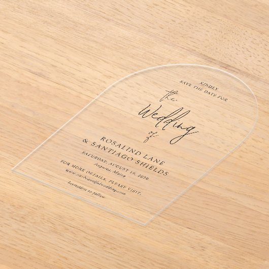 Rosalind Moderne Elegante Trouwkaart Acryl Uitnodigingen (Laagn)