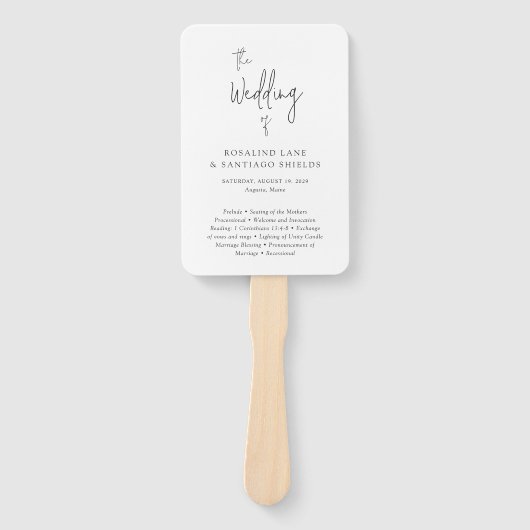 Rosalind Moderne Typografie Elegant Trouwprogramma Handwaaier (Voorkant)
