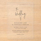 Rosalind Moderne Typografie Elegante bruiloft Acryl Uitnodigingen (Voorkant)