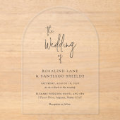 Rosalind Moderne Typografie Elegante bruiloft Acryl Uitnodigingen (Voorkant)