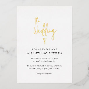 Rosalind Moderne Typografie Elegante bruiloft Folie Uitnodiging