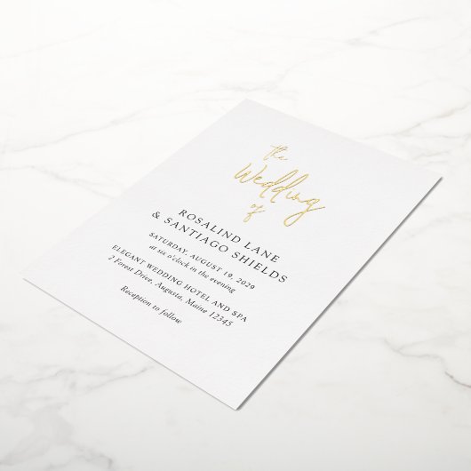 Rosalind Moderne Typografie Elegante bruiloft Folie Uitnodiging (Gedraaid)