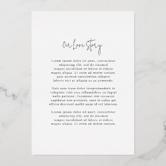 Rosalind Moderne Typografie Elegante bruiloft Folie Uitnodiging (Achterkant)