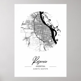 Rosario - Argentina Black Water City Map Poster