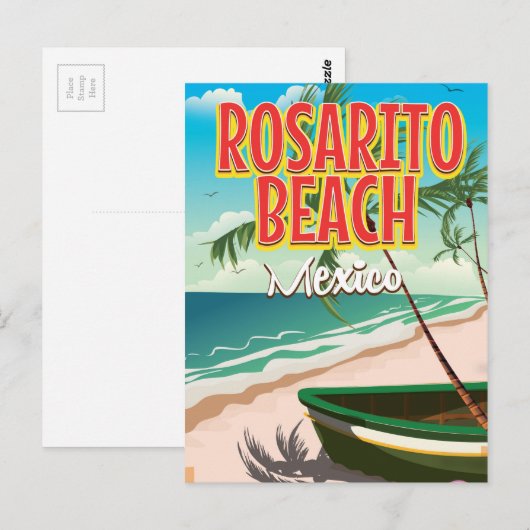 Rosarito Beach Mexicaanse reisposter Briefkaart (Voorkant / Achterkant)