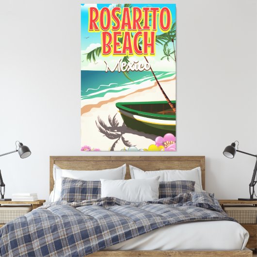 Rosarito Beach Mexicaanse reisposter Canvas Afdruk (Insitu (Slaapkamer))