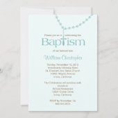 Rosary Beads Baptism Invitation for Boy Kaart (Voorkant)