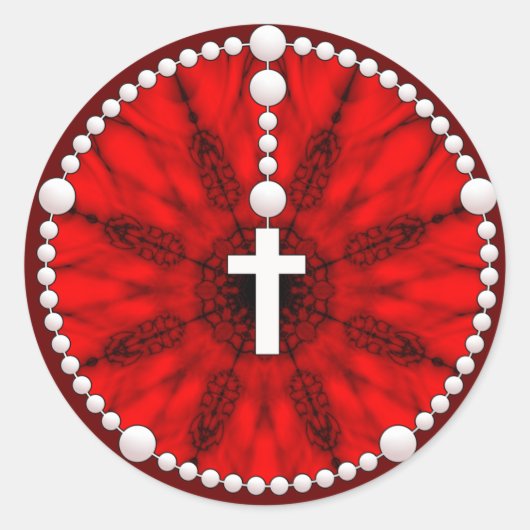 Rosary Dream Catcher Red Ronde Sticker (Voorkant)