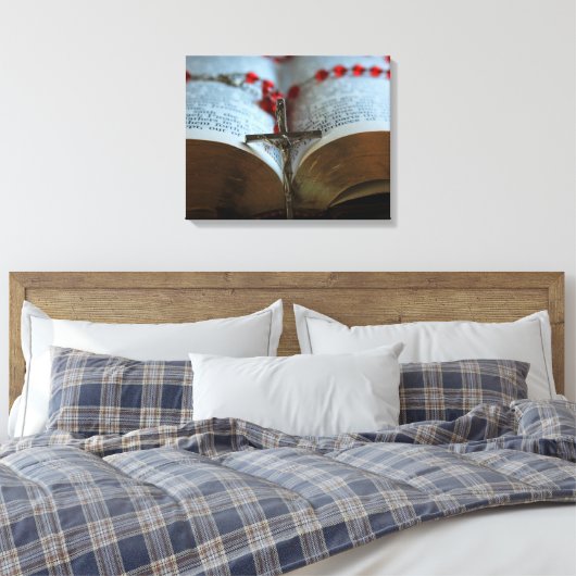 Rosary en Bijbel 1 Canvas Afdruk (Insitu (Slaapkamer))