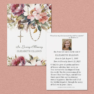Rosary Funeral Memorial Prayer Floral Visitekaartje